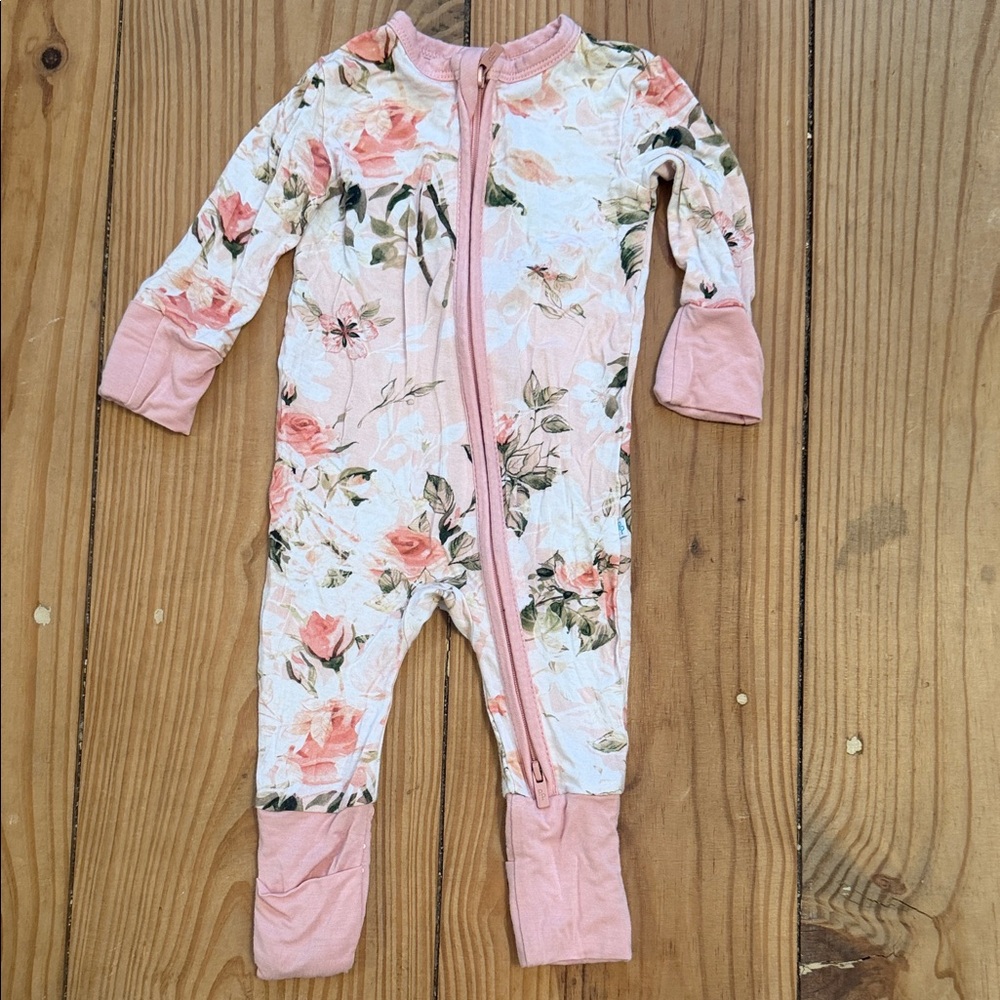 Posh Peanut Floral Pink One Piece Footie